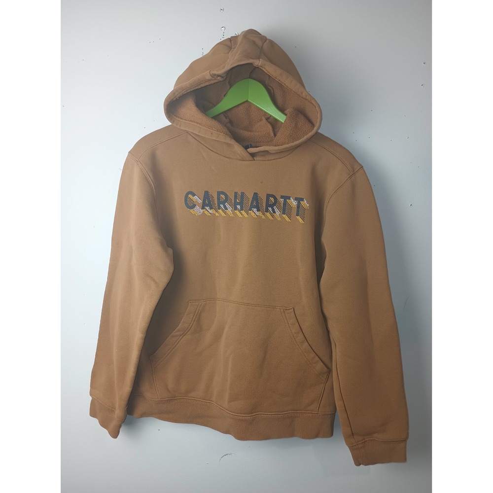 Carhartt Kids XL 18-20 Brown Clay Graphic Logo Pullover Hoodie Sweatshirt